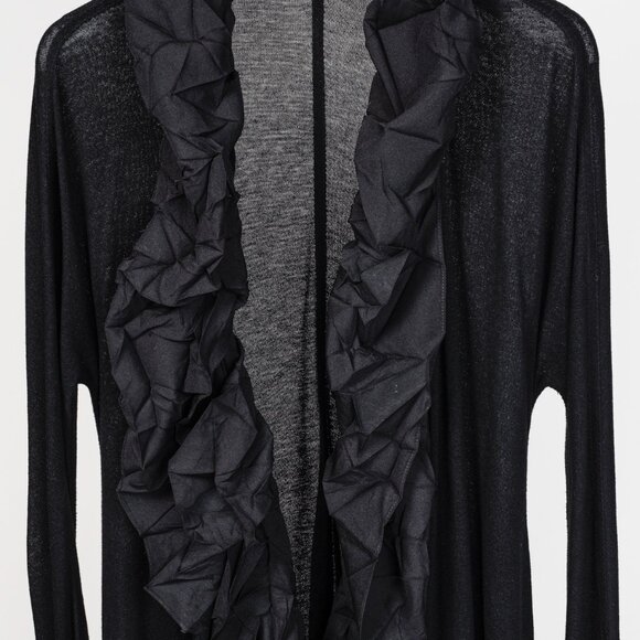 Marie Sainte Pierre Black Duster with Ruffle Edge Collar - Picture 3 of 10